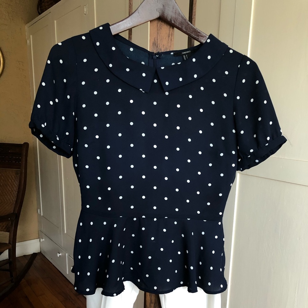 Forever 21 Polka Dot Blouse with Peter Pan Collar